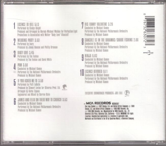 Licence To Kill - OST - CD - backside