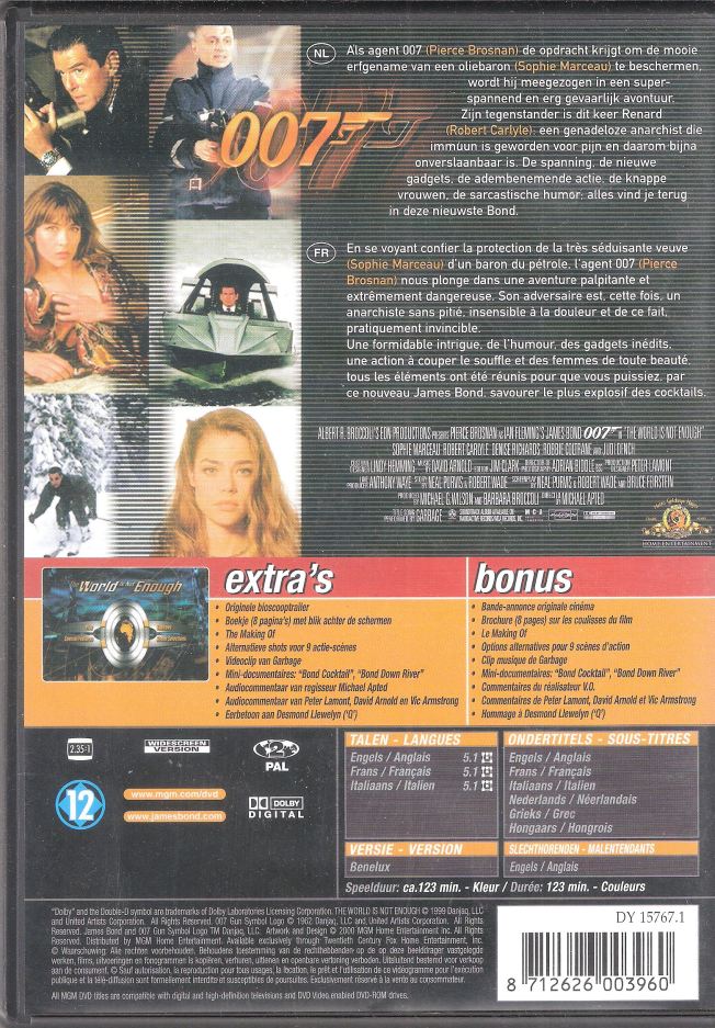 The World Is Not Enough - DVD - Special Edition - backside